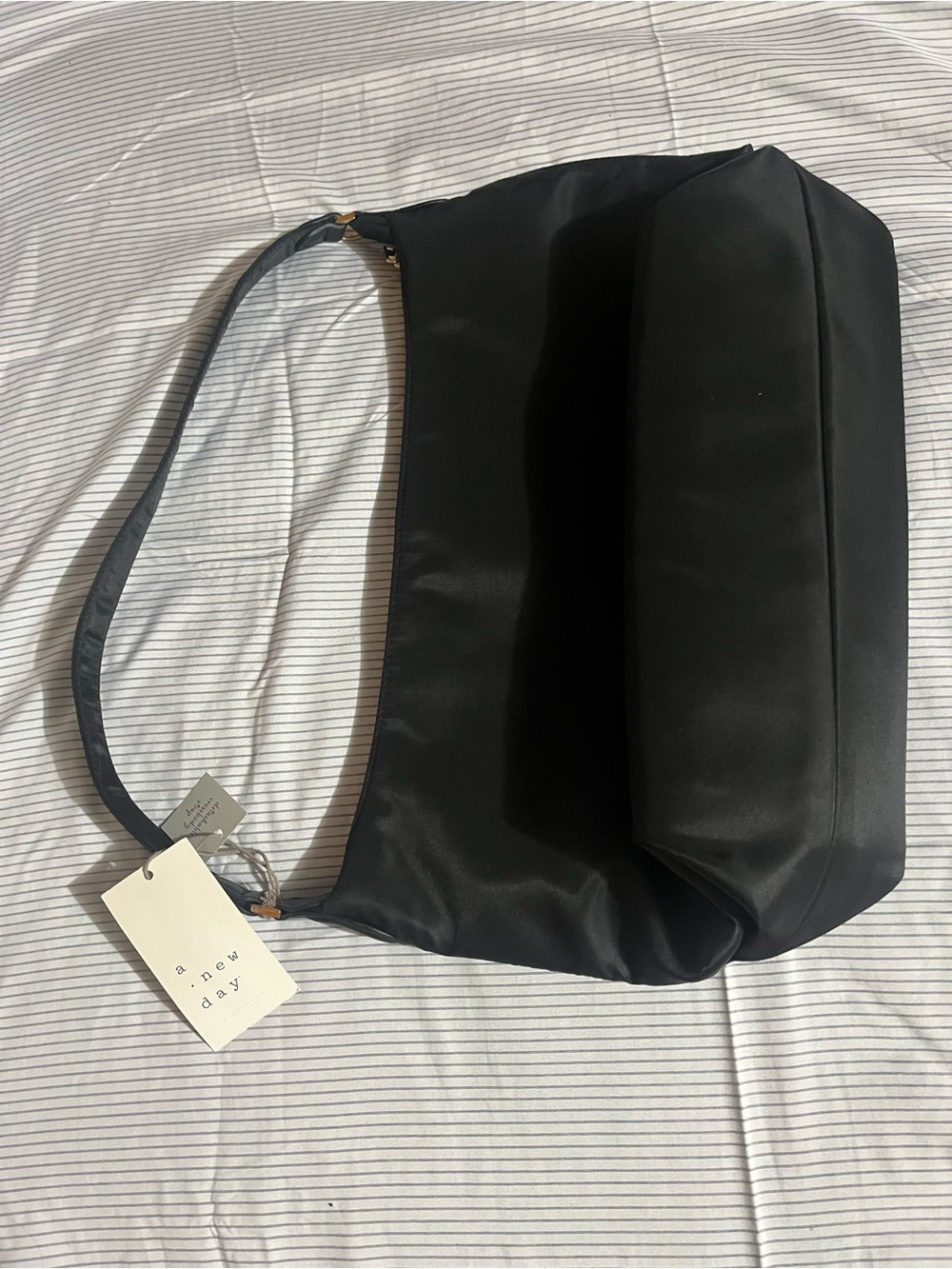 a new day Black Tote with Gold Zipper Detail